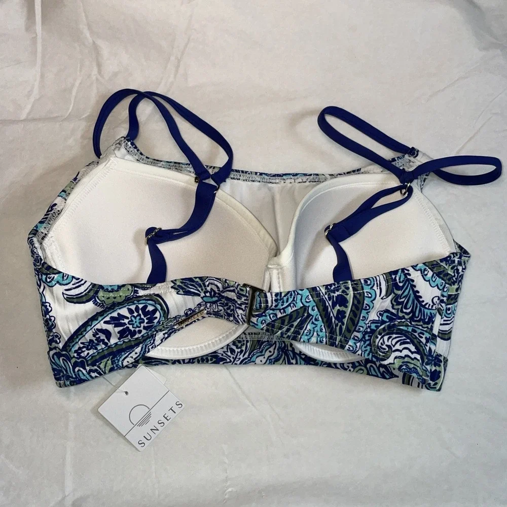SUNSETS Cape Cod Sweetheart Bikini Swim Top, US 34DD, Bra Insert NWT - Picture 3 of 8